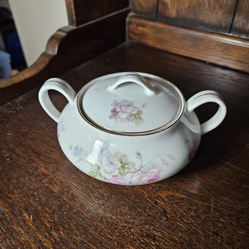 Floral Porcelain Sugar Bowl